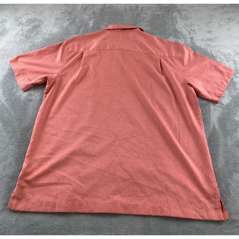 Havanera Co Mens XL‎ Coral Orange Short Sleeve Button Down Camp Shirt Guayabera - Picture 8 of 10